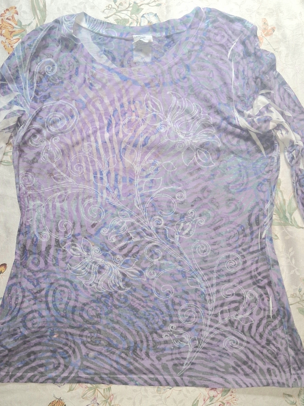 Laura Ashley Lavender Floral Long Sleeve Tee